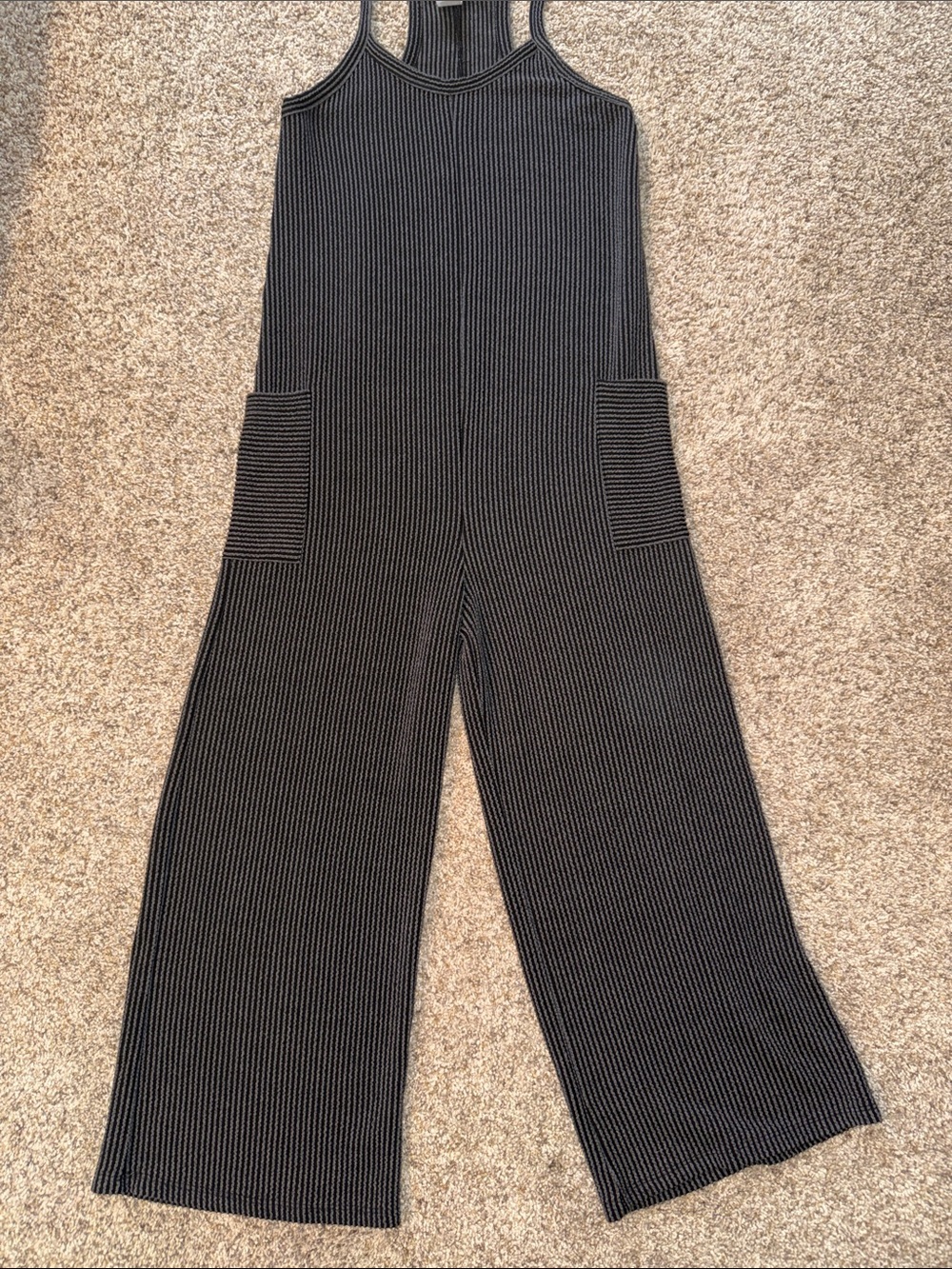 7th Ray Black/Grey Wide-Leg Crop Jumpsuit..WITH POCKETS